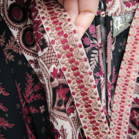 Anthropologie One September Jumpsuit Breezeway Embroidered Boho Small Red Black - Picture 11 of 16